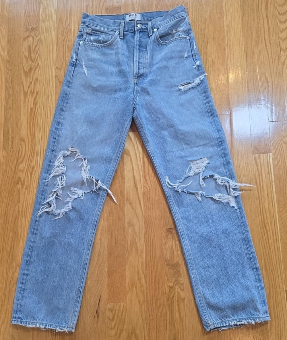 AGOLDE 90s Fall Out Jeans 25 Distressed Loose Straight Leg Button Fly Grunge